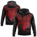 Custom Black Red 3D Halloween Spider Net Spooky Party Costume Ideas Sports Pullover Sweatshirt Hoodie