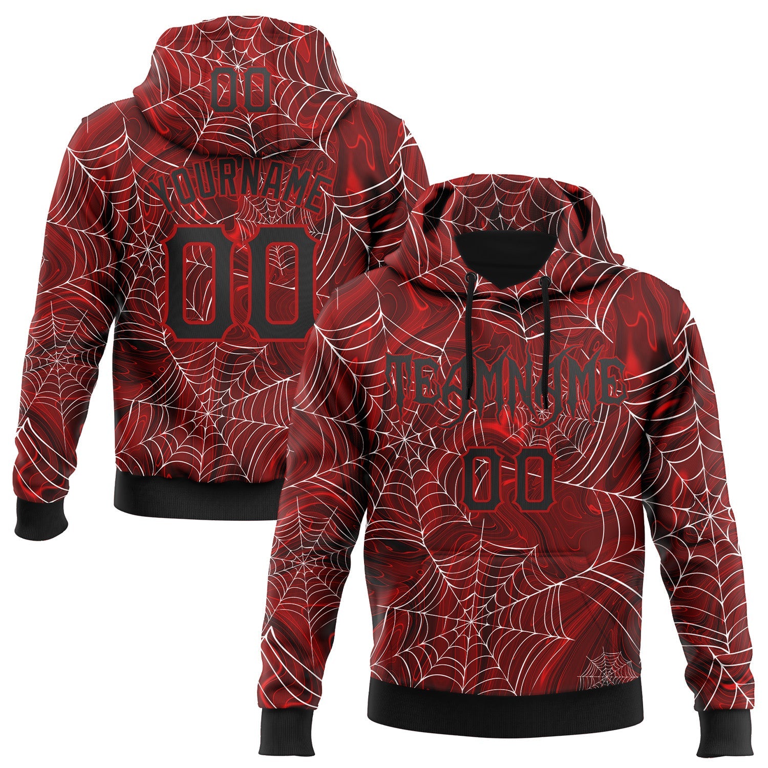 Custom Red Black-White 3D Halloween Pumpkin Party Costume Ideas Sports Pullover Sweatshirt Hoodie