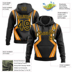 Custom Stitched Black Orange White-Gold 3D Pattern Design Sportswear Pullover Sweatshirt Hoodie
