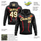 Custom Stitched Black White Red-Gold 3D Pattern Design Sportswear Pullover Sweatshirt Hoodie