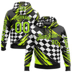 Custom Black Neon Green-White 3D Pattern Design Formula Auto Car Racing Motorsport Sports Pullover Sweatshirt Hoodie
