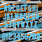 Custom Black Sky Blue Orange-White 3D Pattern Design Formula Auto Car Racing Motorsport Sports Pullover Sweatshirt Hoodie