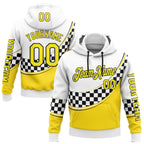 Custom White Light Yellow-Black 3D Pattern Design Formula Auto Car Racing Motorsport Sports Pullover Sweatshirt Hoodie