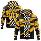 Custom Black Yellow 3D Pattern Design Formula Auto Car Racing Motorsport Sports Pullover Sweatshirt Hoodie