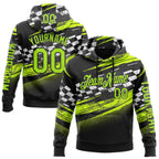 Custom Black Neon Green-White 3D Pattern Design Formula Auto Car Racing Motorsport Sports Pullover Sweatshirt Hoodie