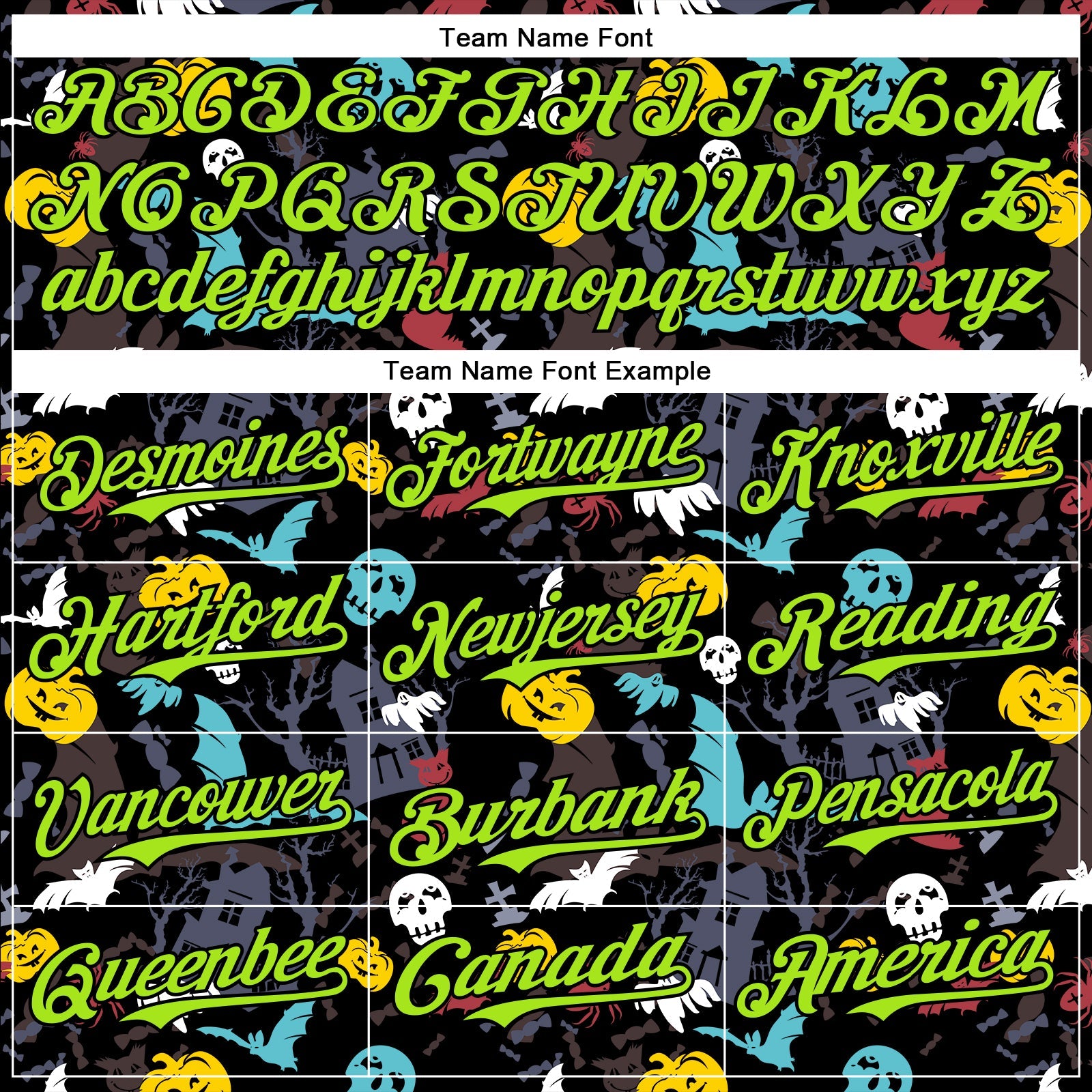 Custom Black Neon Green 3D Halloween Skull Pumpkin Doodle Party Costume Ideas Authentic Baseball Jersey