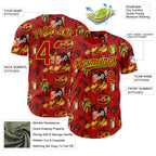 Custom Red Neon Green 3D Halloween Pumpkin Doodle Party Costume Ideas Authentic Baseball Jersey
