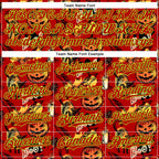 Custom Red Neon Green 3D Halloween Pumpkin Doodle Party Costume Ideas Authentic Baseball Jersey