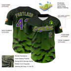 Custom Green Purple Black-Neon Green 3D Halloween Spider Net Bats Party Costume Ideas Authentic Baseball Jersey