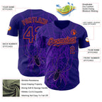 Custom Dark Purple Orange 3D Halloween Spider Net Party Costume Ideas Authentic Baseball Jersey