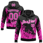 Custom Stitched Black Deep Pink-White 3D Pattern Design Flame Sports Pullover Sweatshirt Hoodie