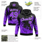 Custom Stitched Black Purple-White 3D Pattern Design Flame Sports Pullover Sweatshirt Hoodie