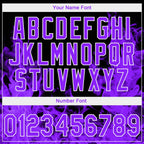 Custom Stitched Black Purple-White 3D Pattern Design Flame Sports Pullover Sweatshirt Hoodie