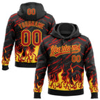 Custom Stitched Black Red-Yellow 3D Pattern Design Flame Sports Pullover Sweatshirt Hoodie