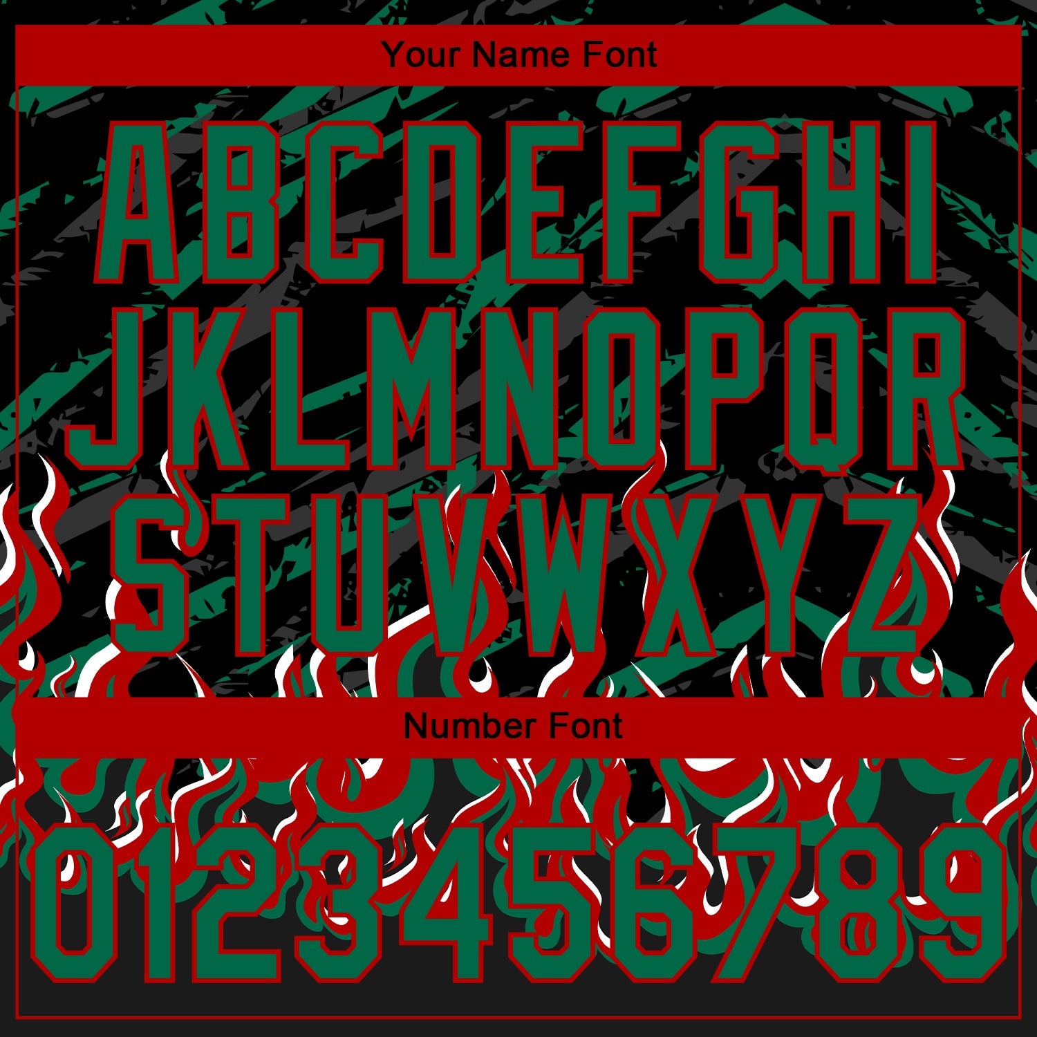 Custom Stitched Black Kelly Green Red-White 3D Pattern Design Flame Sports Pullover Sweatshirt Hoodie