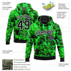 Custom Stitched Black Green-White 3D Pattern Design Flame Sports Pullover Sweatshirt Hoodie