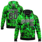 Custom Stitched Black Green-White 3D Pattern Design Flame Sports Pullover Sweatshirt Hoodie