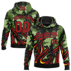 Custom Stitched Black Red Green-Yellow 3D Pattern Design Flame Sports Pullover Sweatshirt Hoodie