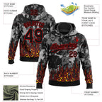 Custom Stitched Black Yellow Red-White 3D Pattern Design Flame Sports Pullover Sweatshirt Hoodie