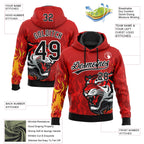 Custom Stitched Red Black Yellow-White 3D Pattern Design Flame Tiger Sports Pullover Sweatshirt Hoodie