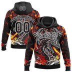 Custom Stitched Black Red Yellow-White 3D Pattern Design Flame Dragon Sports Pullover Sweatshirt Hoodie
