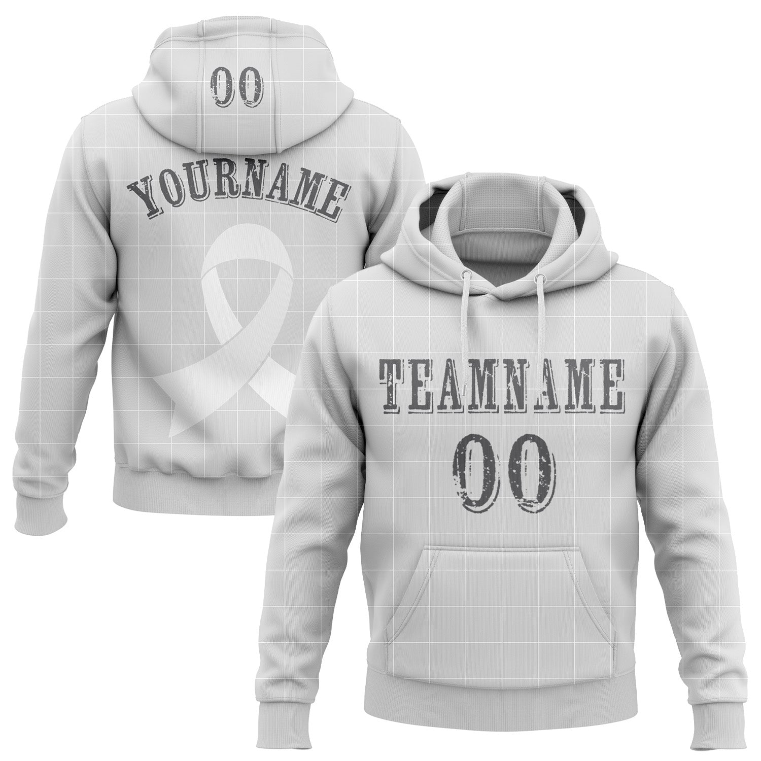 Custom Gray Steel Gray-White 3D Lung Cancer World Cancer Day Ribbon Support Sports Pullover Sweatshirt Hoodie