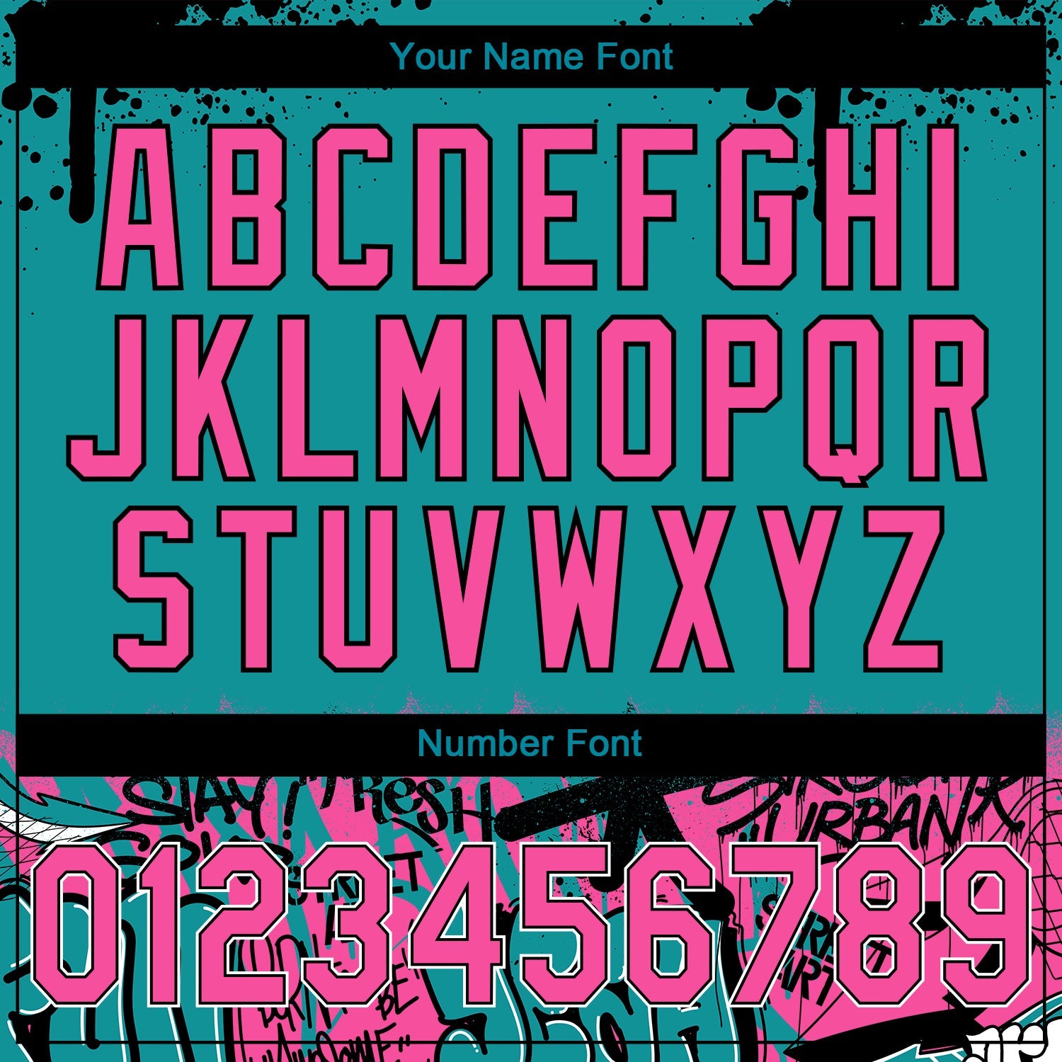 Custom Stitched Teal Pink Black-White 3D Graffiti Splash Street Art Sports Pullover Sweatshirt Hoodie