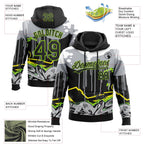 Custom Stitched Black Gray Neon Green Yellow-White 3D Graffiti Splash Street Art Sports Pullover Sweatshirt Hoodie