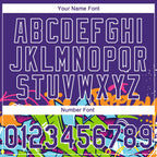 Custom Stitched Purple White 3D Graffiti Splash Street Art Sports Pullover Sweatshirt Hoodie