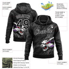 Custom Stitched Black Gray-White 3D Pattern Design Animal Wolf Sports Pullover Sweatshirt Hoodie