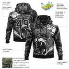 Custom Stitched Black Gray-White 3D Pattern Design Animal Tiger Sports Pullover Sweatshirt Hoodie