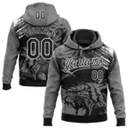 Custom Stitched Gray Black-White 3D Pattern Design Animal Tiger Sports Pullover Sweatshirt Hoodie