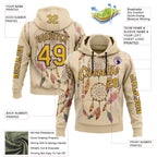 Custom City Cream Yellow-Dark Purple 3D Pattern Design Dreamcatcher Tribal Sportswear Pullover Sweatshirt Hoodie