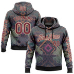 Custom Gray Burgundy-City Cream 3D Pattern Design Ethnic Tribal Sportswear Pullover Sweatshirt Hoodie