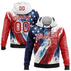 Custom Red Blue Black-White 3D American Flag Sports Pullover Sweatshirt Hoodie