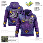 Custom Stitched Purple Black-White 3D Pattern Design Crocodile Skin Print Sportswear Pullover Sweatshirt Hoodie