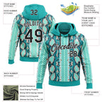 Custom Stitched Aqua Black-White 3D Pattern Design Snake Skin Print Sportswear Pullover Sweatshirt Hoodie