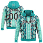 Custom Stitched Aqua Black-White 3D Pattern Design Snake Skin Print Sportswear Pullover Sweatshirt Hoodie