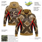 Custom Stitched Old Gold Brown Black Red-White 3D Pattern Design Snake Skin Print Sportswear Pullover Sweatshirt Hoodie