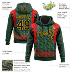 Custom Stitched Green Brown Red-Yellow 3D Pattern Design Snake Skin Print Sportswear Pullover Sweatshirt Hoodie