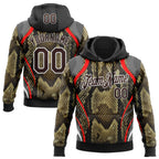 Custom Stitched Black Brown Red-White 3D Pattern Design Snake Skin Print Sportswear Pullover Sweatshirt Hoodie