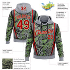 Custom Stitched Gray Red Green Black-Cream 3D Pattern Design Snake Skin Print Sportswear Pullover Sweatshirt Hoodie