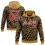 Custom Stitched Old Gold Red Brown-White 3D Pattern Design Snake Skin Print Sportswear Pullover Sweatshirt Hoodie