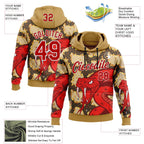 Custom Stitched Old Gold Red Black-White 3D Pattern Design Snake Skin Print Sportswear Pullover Sweatshirt Hoodie