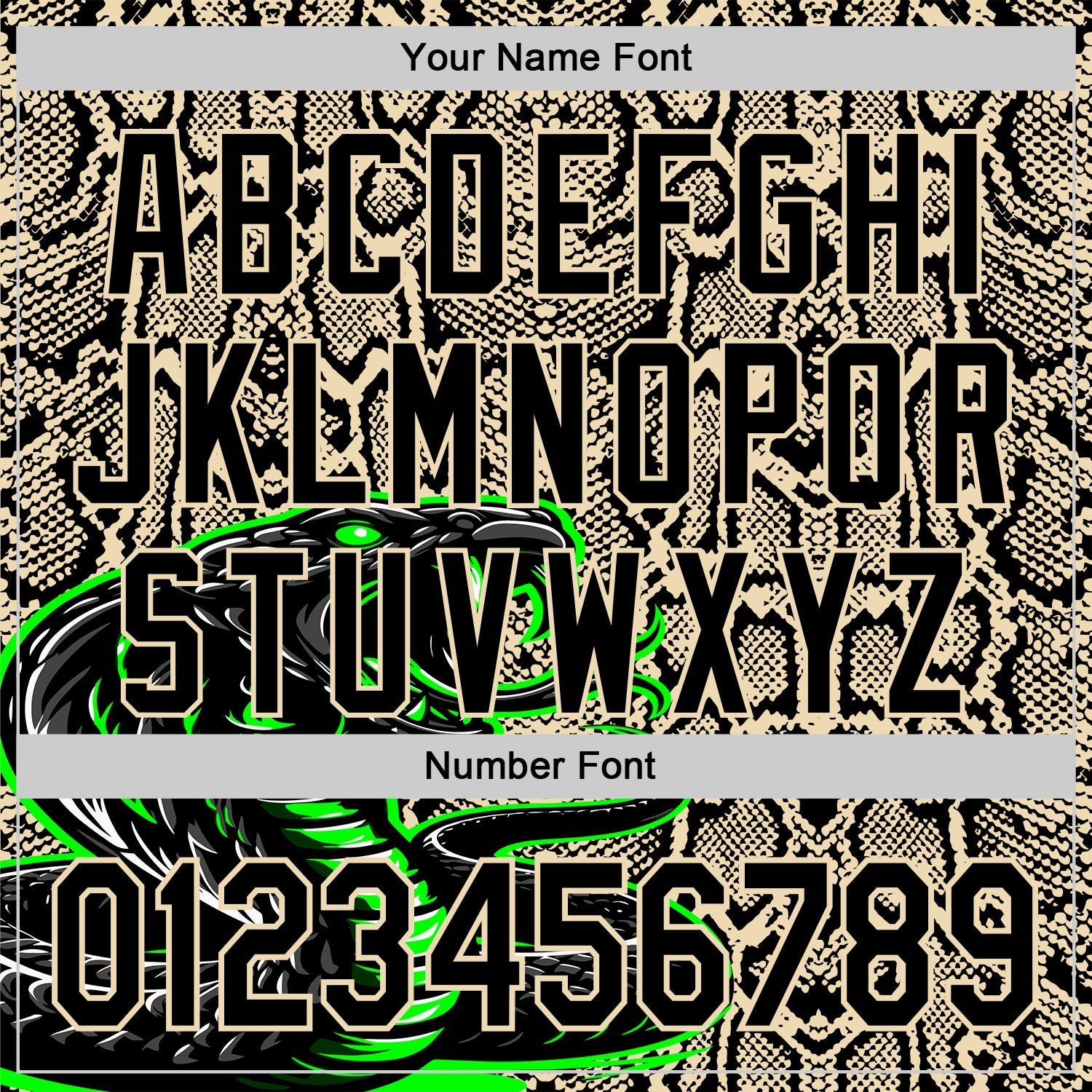 Custom Stitched Cream Black-Green 3D Pattern Design Snake Skin Print Sportswear Pullover Sweatshirt Hoodie