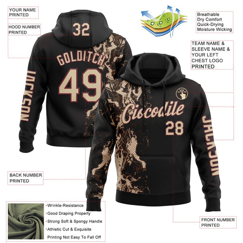 Custom Black City Cream-Burgundy 3D Pattern Design Western Cowboy Tribal Ethnic Sports Pullover Sweatshirt Hoodie