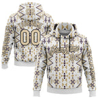 Custom White City Cream-Black 3D Pattern Design Western Cowboy Tribal Ethnic Sports Pullover Sweatshirt Hoodie