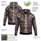 Custom Purple Brown-White 3D Pattern Design Western Cowboy Tribal Ethnic Sports Pullover Sweatshirt Hoodie