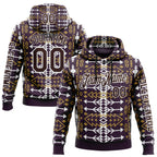Custom Purple Brown-White 3D Pattern Design Western Cowboy Tribal Ethnic Sports Pullover Sweatshirt Hoodie