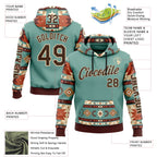 Custom Blue Brown-City Cream 3D Pattern Design Western Cowboy Tribal Ethnic Sports Pullover Sweatshirt Hoodie
